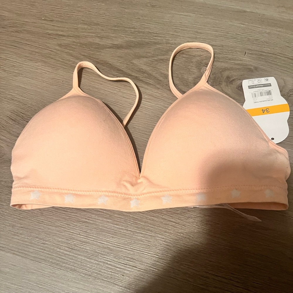 Coral Pink Bra with Star Pattern at end
